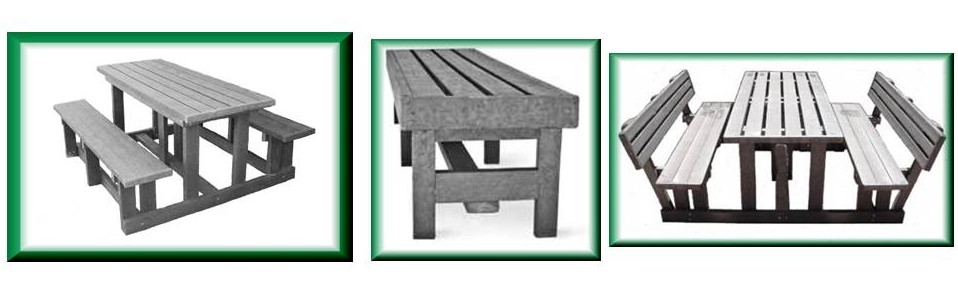 Picnic tables that will not rot or require maintenance just perfect for the outdoors.